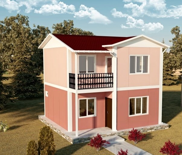 84m2 İki Katlı Prefabrik Ev