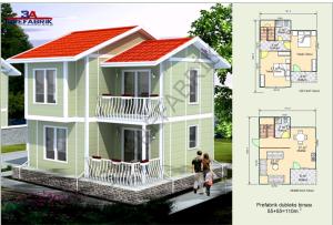 110m2 İki Katlı Fugalı Prefabrik