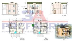 114m2. İki katlı Prefabrik Ev