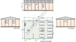 66m2.Prefabrike Yemekhane Binası