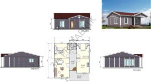 82m2. Prefabrik Tek Katlı Fugalı Bina