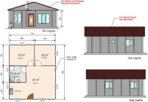 59m2.Tek Katlı Prefabrik Ev