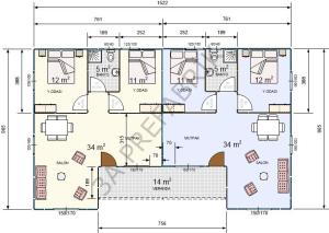 142m2.Prefabrike İkiz Bina