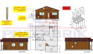 55m2. Prefabrik Konut Binası