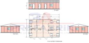 Prefabrike Yemekhane Şantiye Binası -99m2