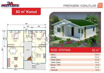 Tek Katlı Prefabrik Bina 82m2 - 3A Prefabrik